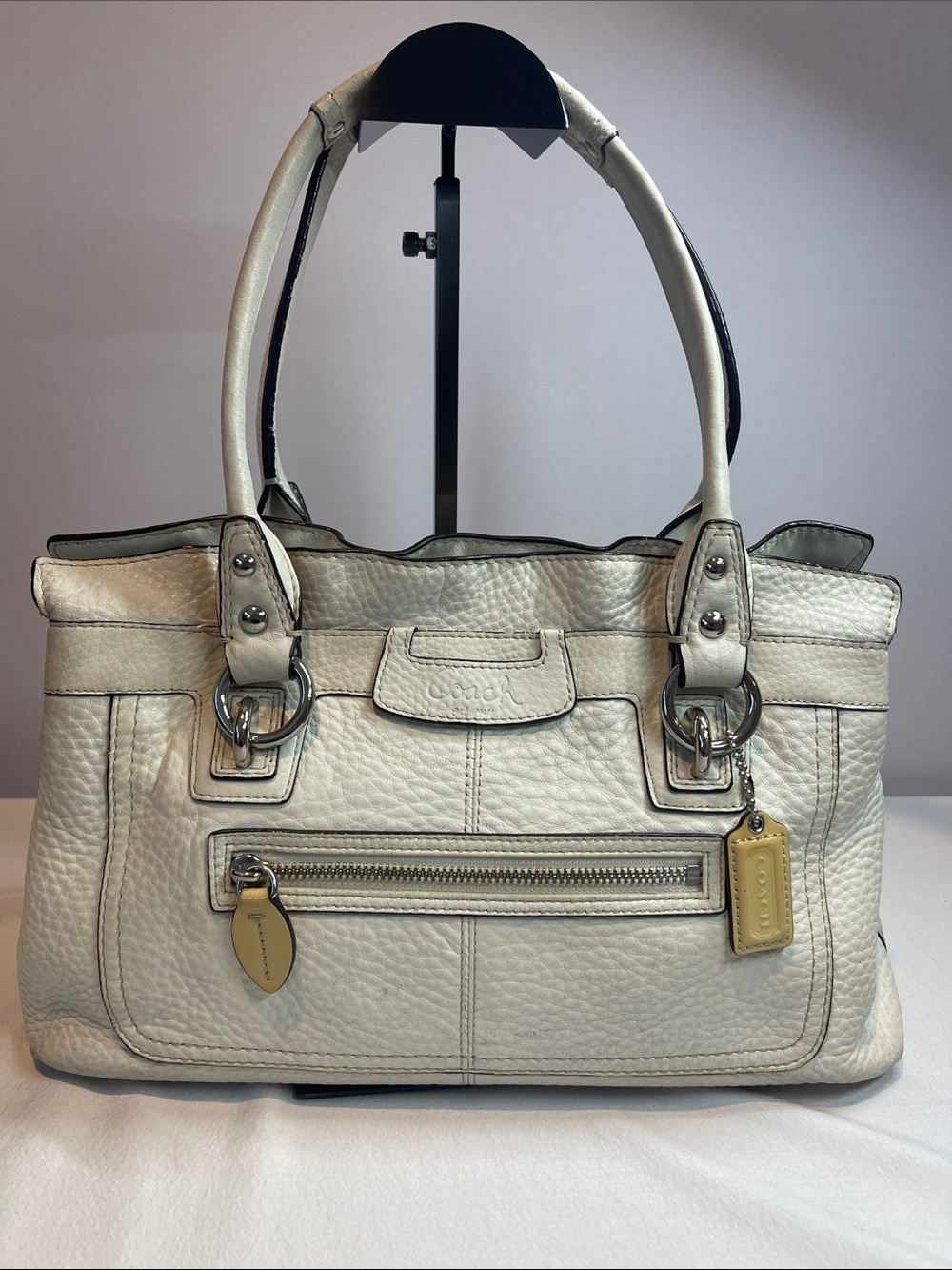 Coach G1085-F14686 Penelope Crème Pebbled Leather Tote/Shoulder Bag  Ivory Cream